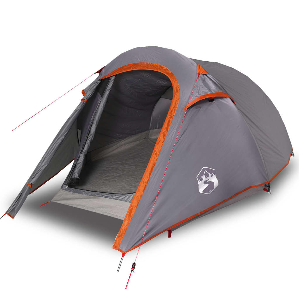 Camping Tent Tunnel 2-Person Grey and Orange Waterproof