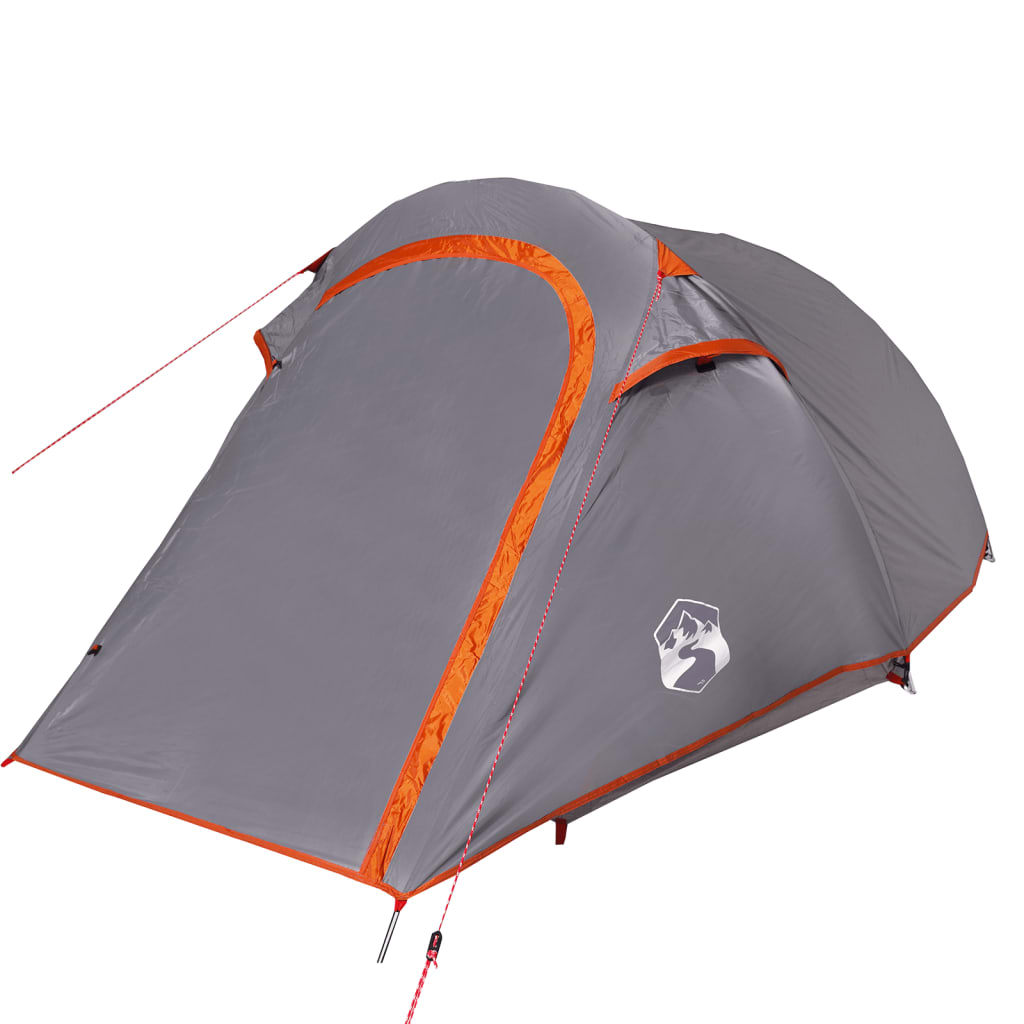 Camping Tent Tunnel 2-Person Grey and Orange Waterproof