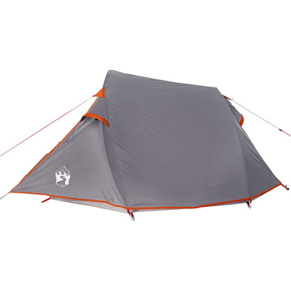 Camping Tent Tunnel 2-Person Grey and Orange Waterproof