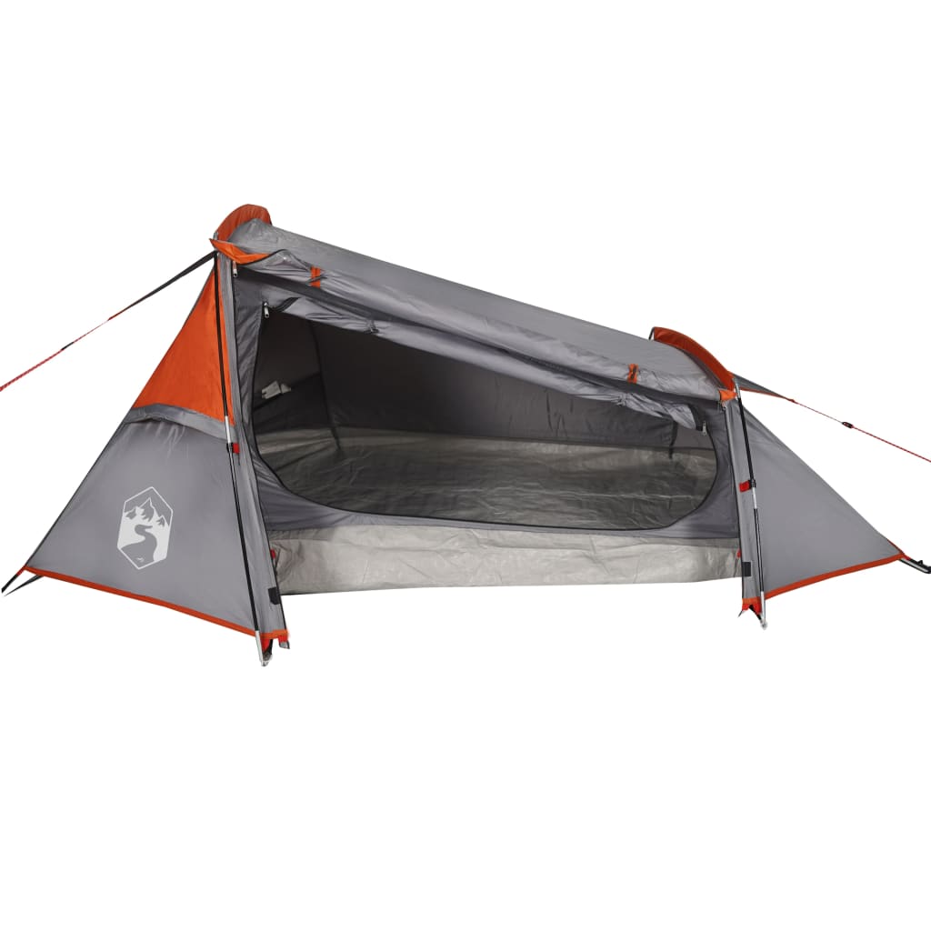 Camping Tent Tunnel 2-Person Grey and Orange Waterproof