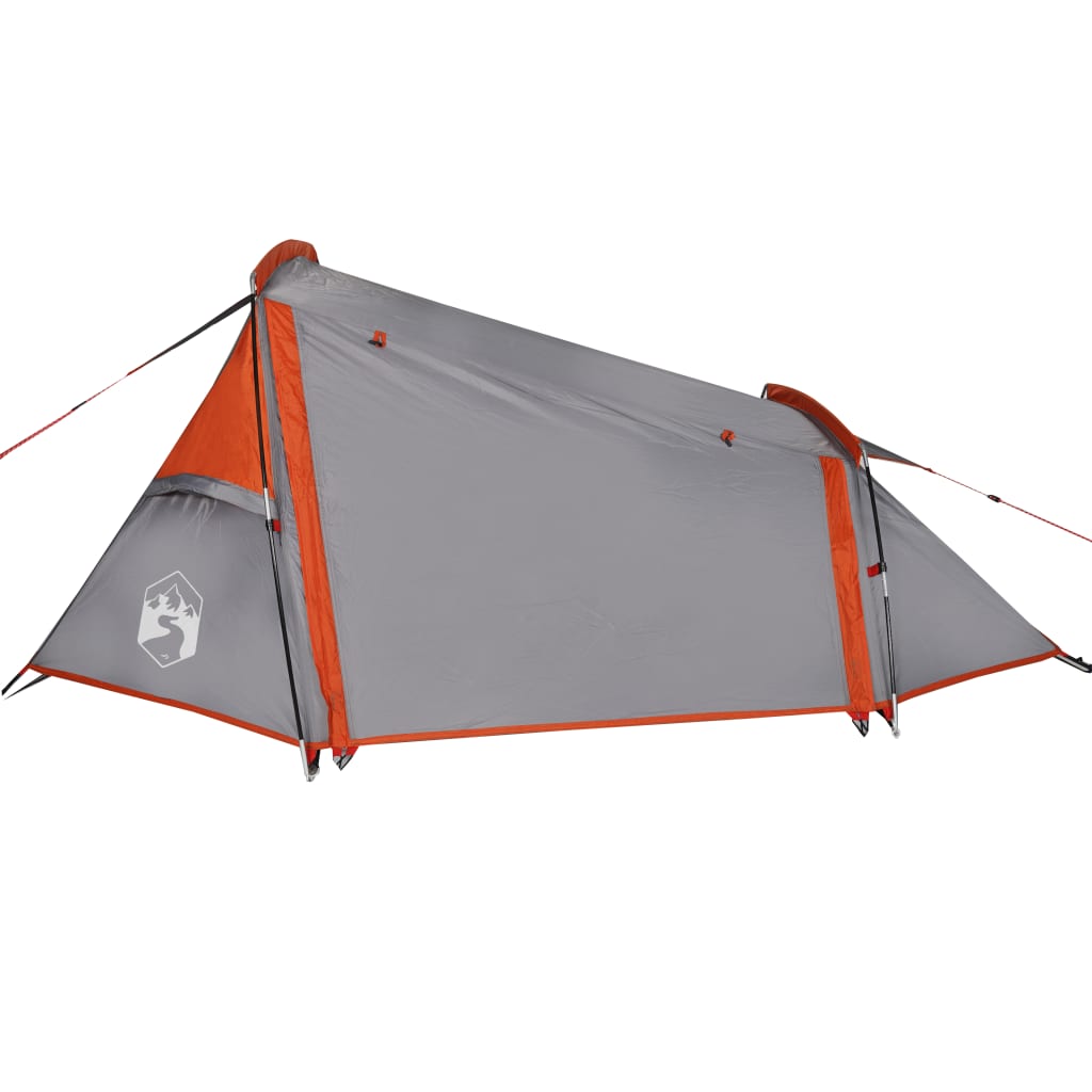 Camping Tent Tunnel 2-Person Grey and Orange Waterproof