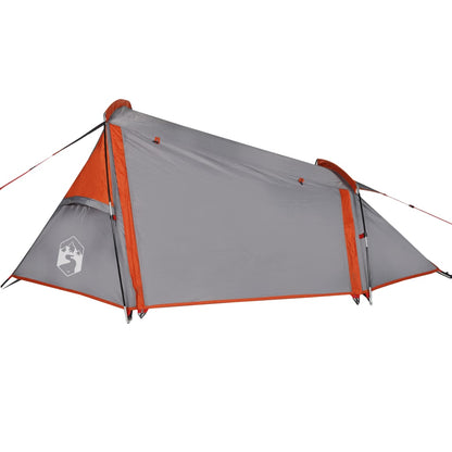 Camping Tent Tunnel 2-Person Grey and Orange Waterproof