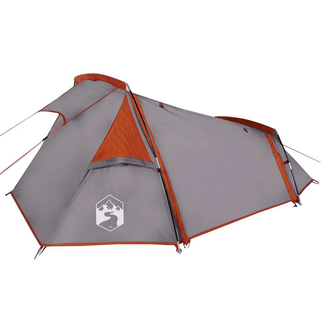 Camping Tent Tunnel 2-Person Grey and Orange Waterproof