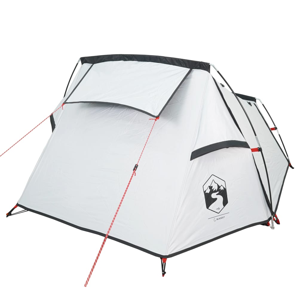 Camping Tent Tunnel 2-Person White Blackout Fabric Waterproof