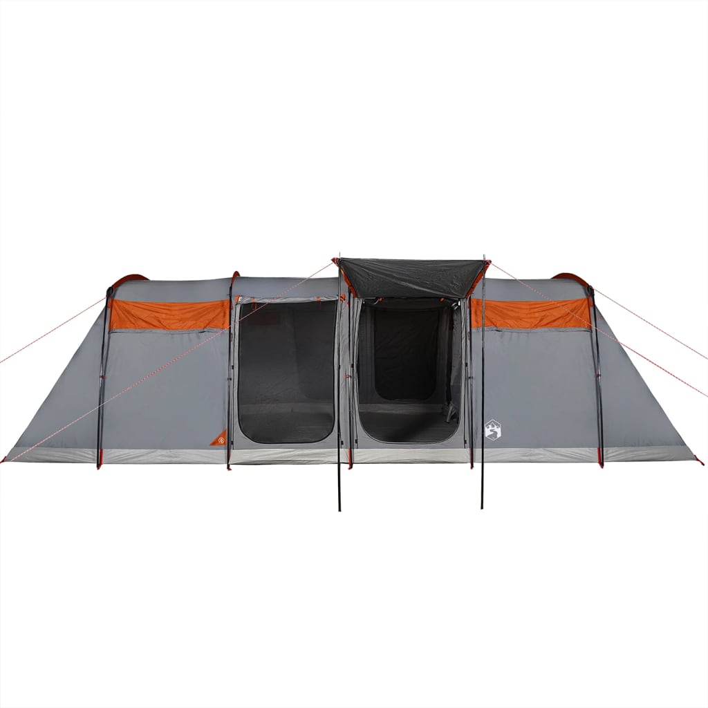 Family Tent Tunnel 10-Person Grey and Orange Waterproof