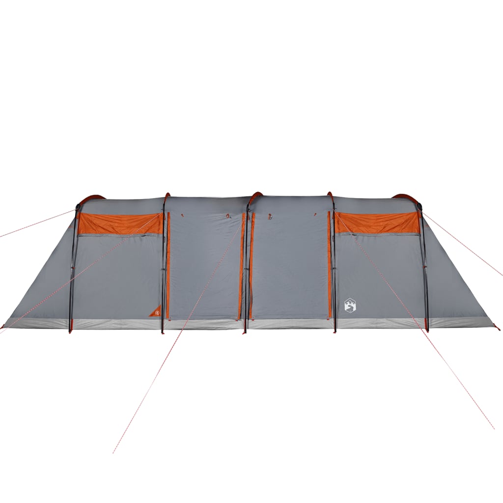 Family Tent Tunnel 10-Person Grey and Orange Waterproof