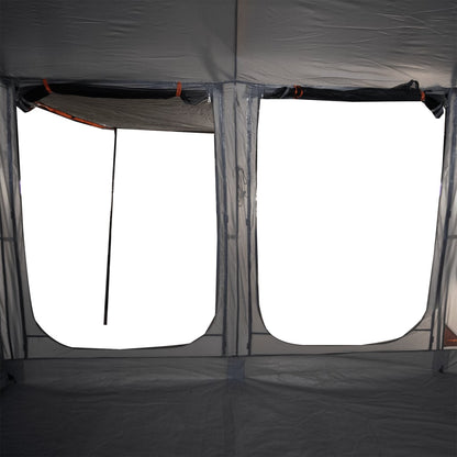 Family Tent Tunnel 10-Person Grey and Orange Waterproof