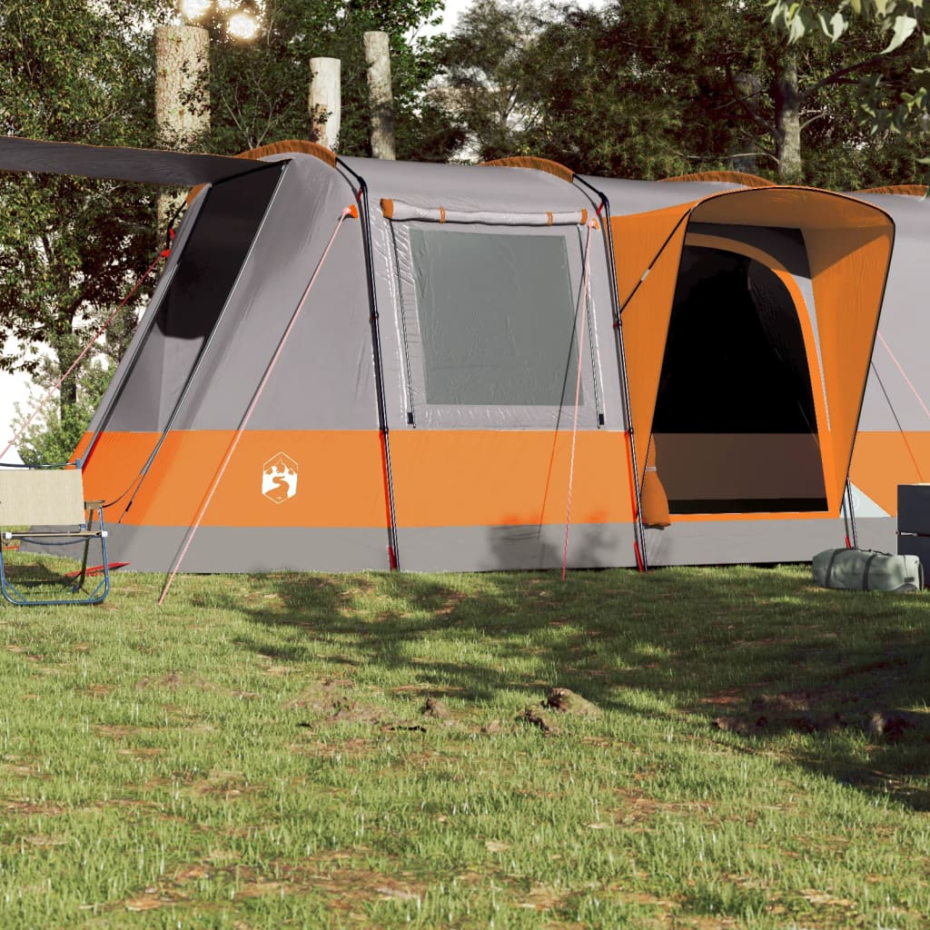 Camping Tent Tunnel 4-Person Grey and Orange Waterproof