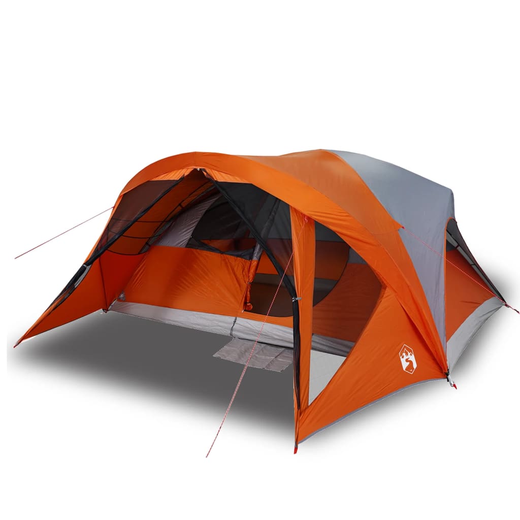 Family Tent Cabin 6-Person Grey and Orange Waterproof