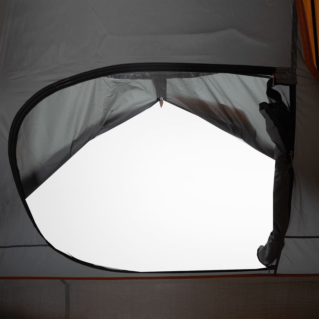 Camping Tent Dome 4-Person Grey and Orange Waterproof