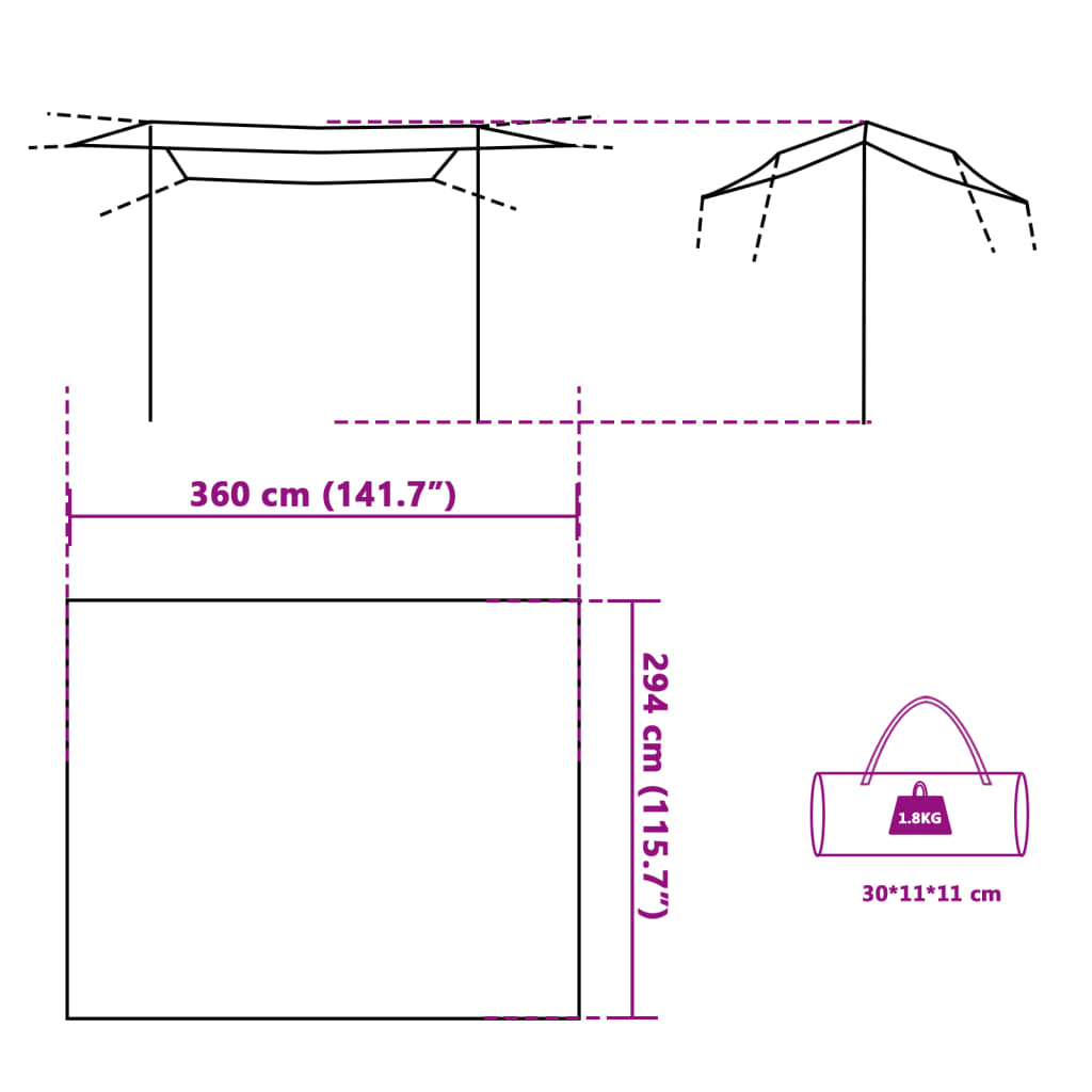 Camping Tarp Grey and Orange 360x294 cm Waterproof