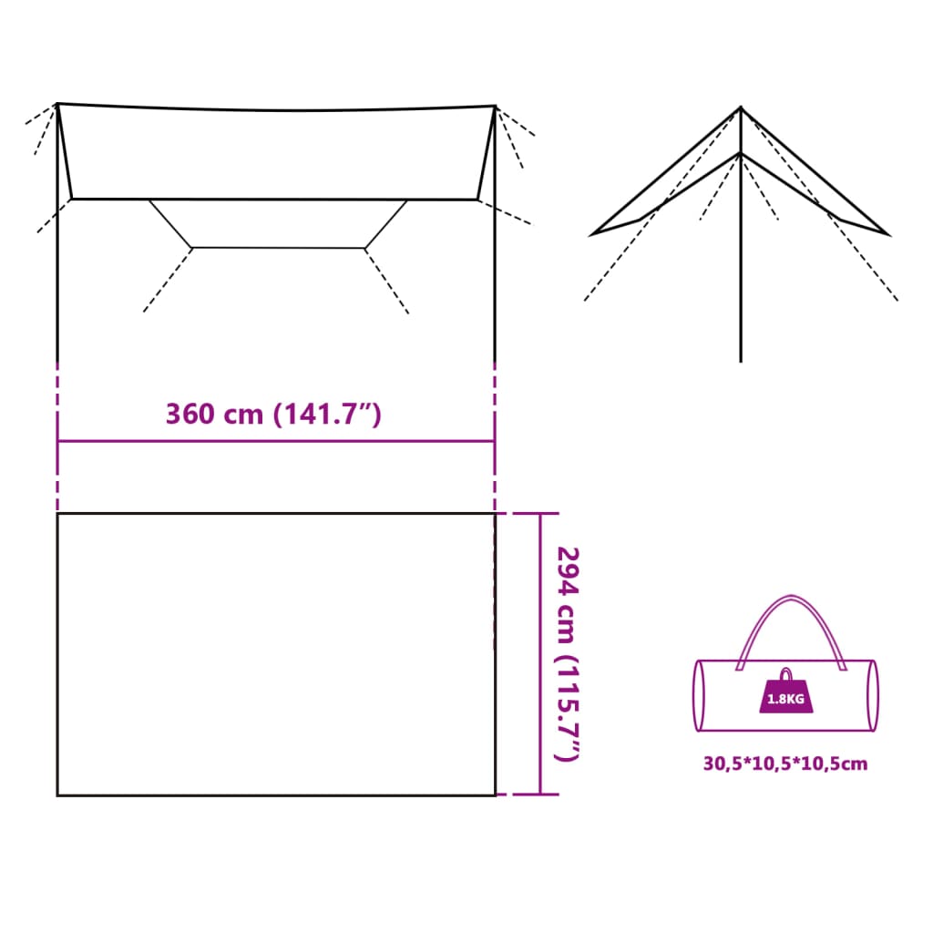 Camping Tarp Blue 360x294 cm Waterproof