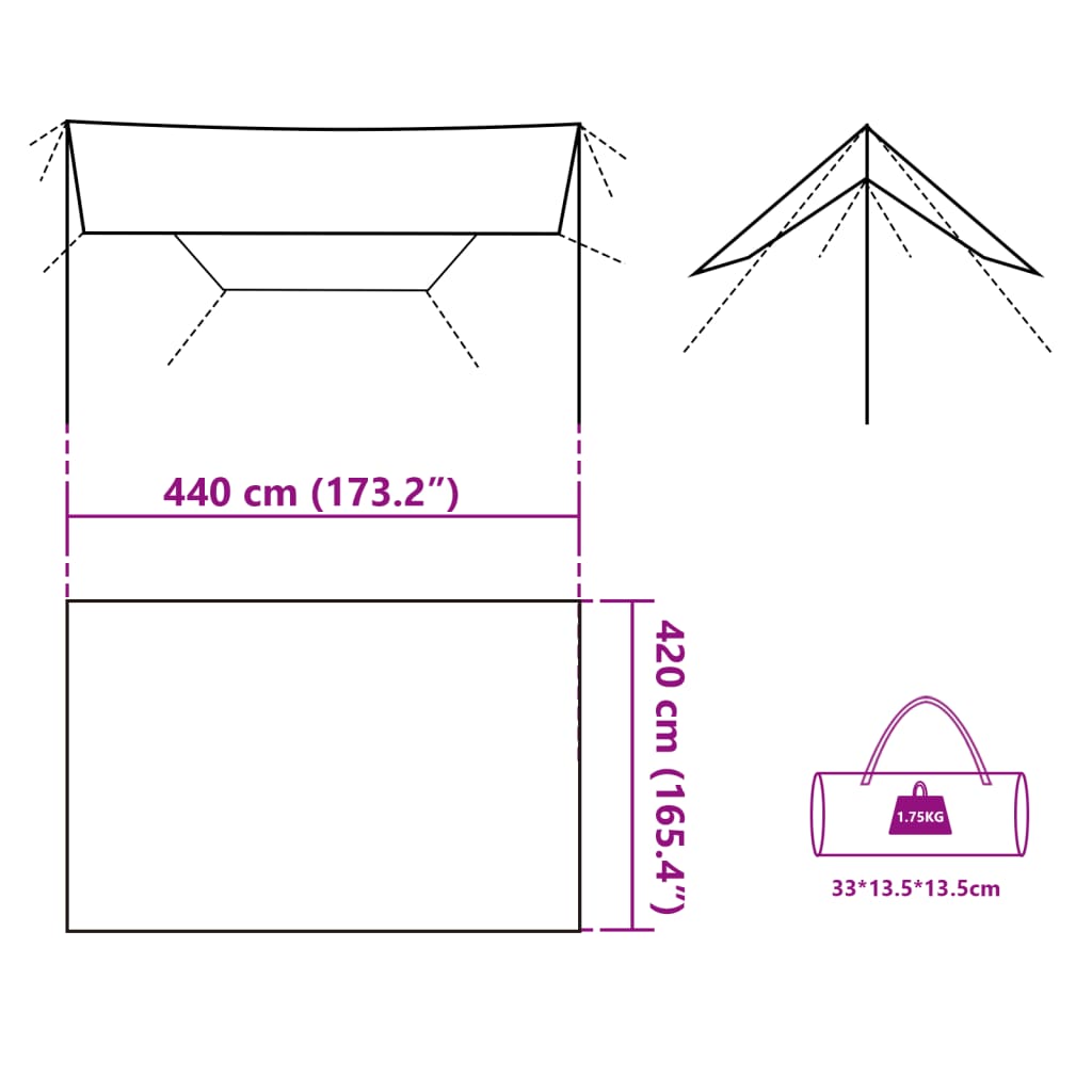 Camping Tarp Blue 420x440 cm Waterproof