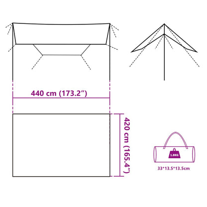 Camping Tarp Grey and Orange 420x440 cm Waterproof