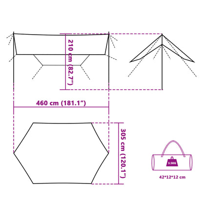 Camping Tarp Orange 460x305x210 cm Waterproof