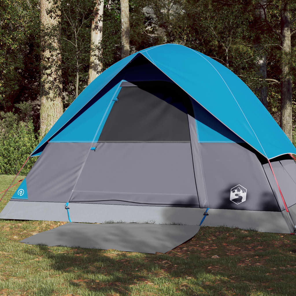 Camping Tent Dome 3-Person Blue Waterproof