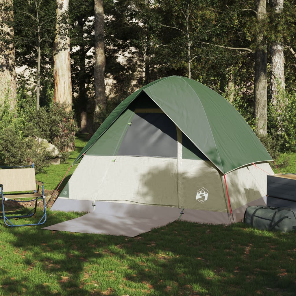 Camping Tent Dome 4-Person Green Waterproof