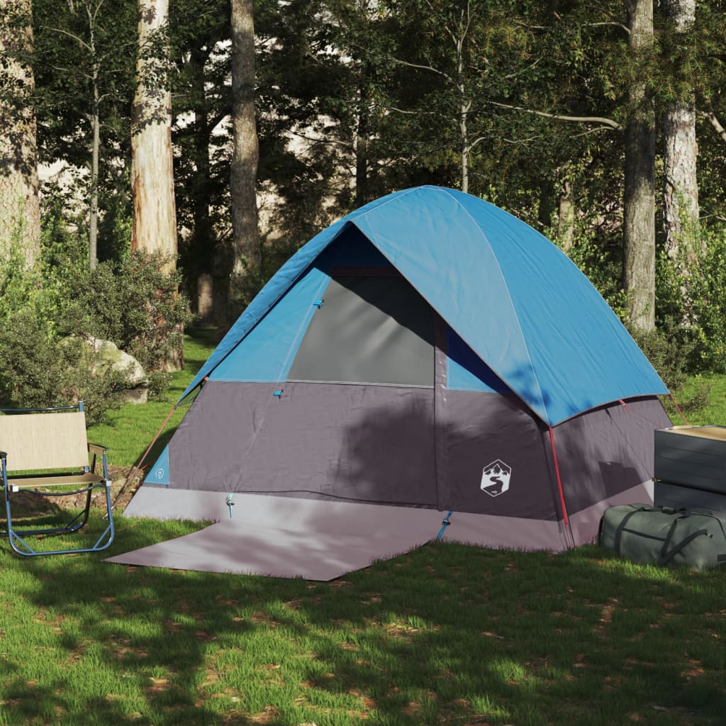 Camping Tent Dome 4-Person Blue Waterproof