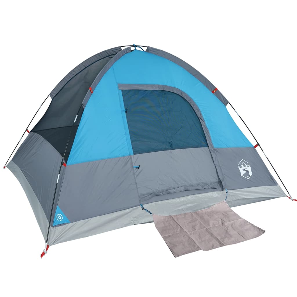 Camping Tent Dome 4-Person Blue Waterproof