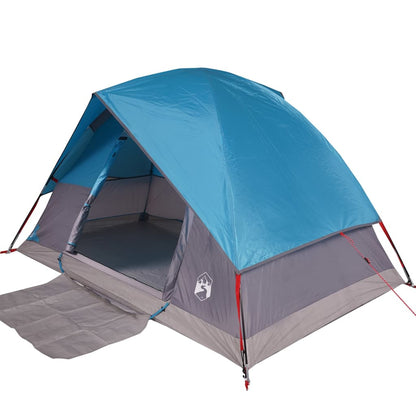 Camping Tent Dome 4-Person Blue Waterproof