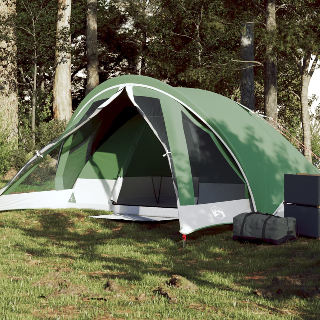 Camping Tent Cabin 4-Person Green Waterproof