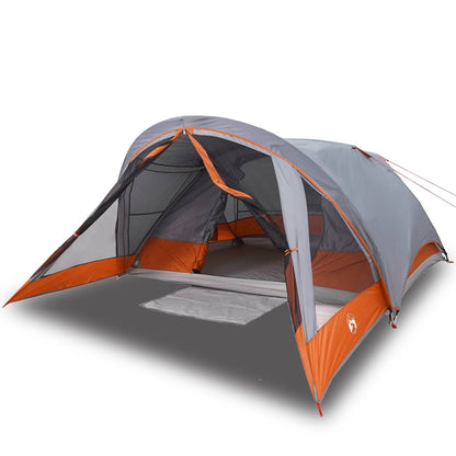 Camping Tent Cabin 4-Person Grey and Orange Waterproof