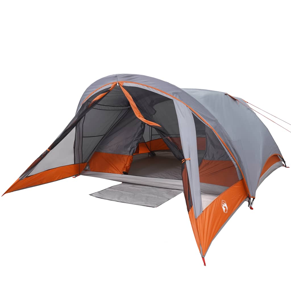 Camping Tent Cabin 4-Person Grey and Orange Waterproof