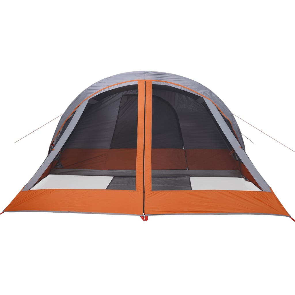 Camping Tent Cabin 4-Person Grey and Orange Waterproof