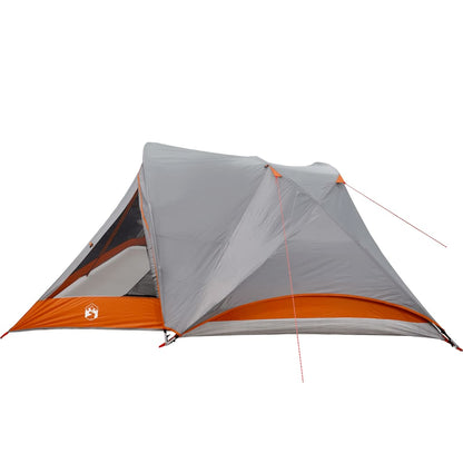 Camping Tent Cabin 4-Person Grey and Orange Waterproof