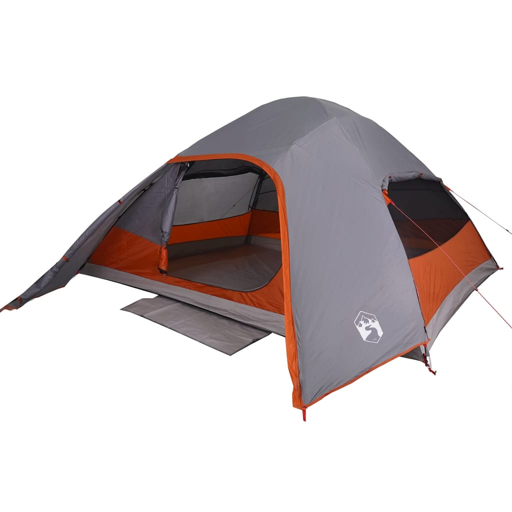 Camping Tent Dome 4-Person Grey Waterproof