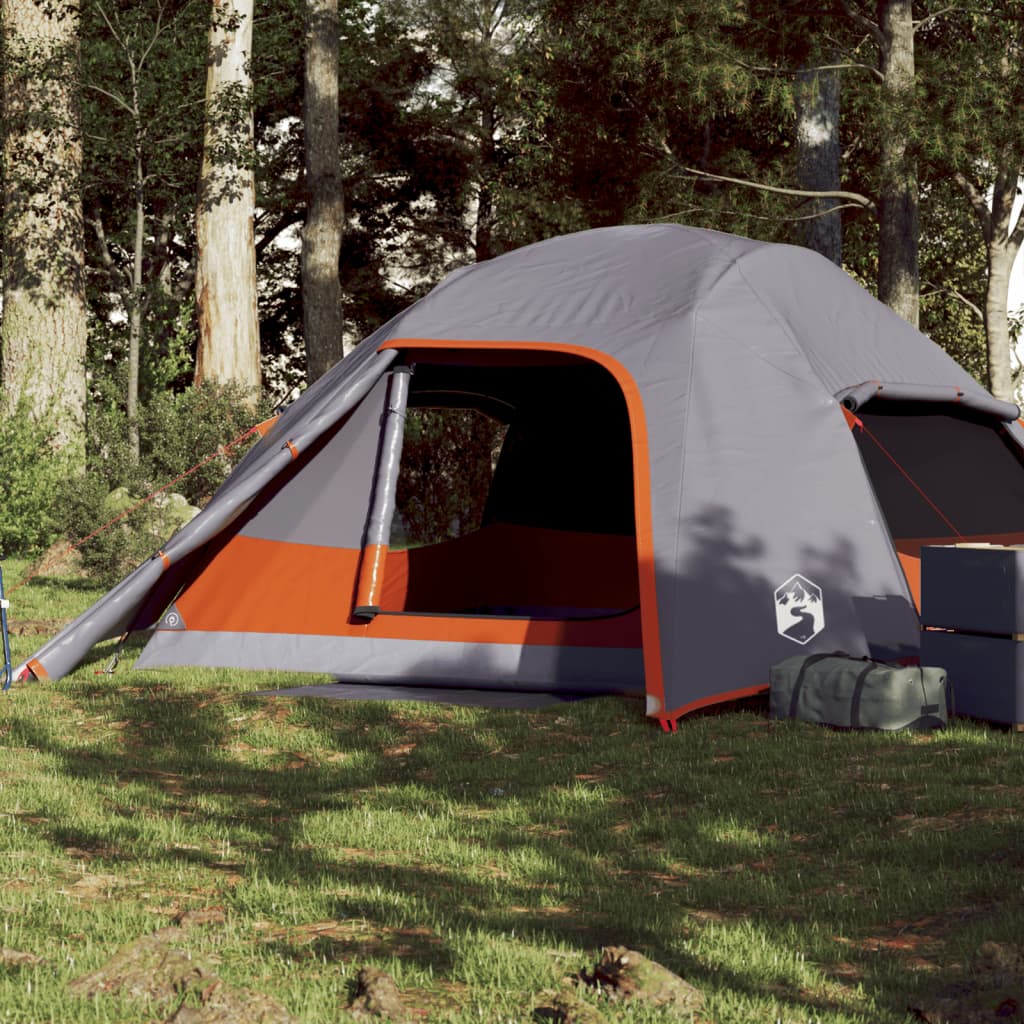 Camping Tent Dome 4-Person Grey Waterproof