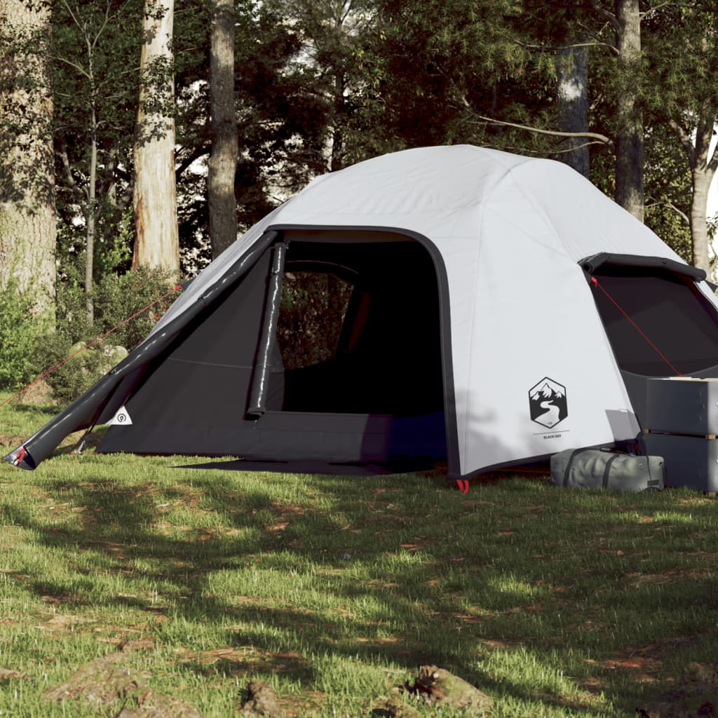 Camping Tent Dome 4-Person White Blackout Fabric Waterproof