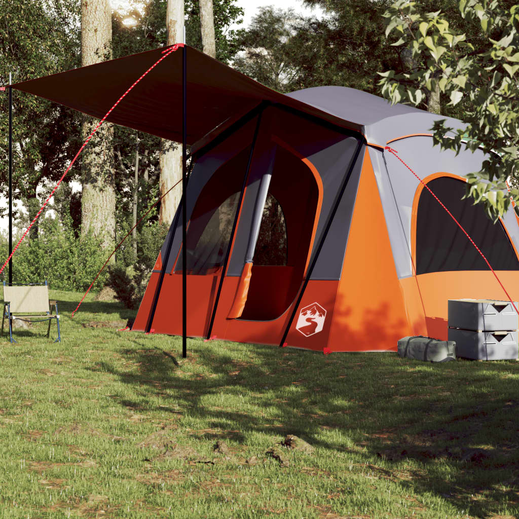 Camping Tent Cabin 5-Person Grey and Orange Waterproof