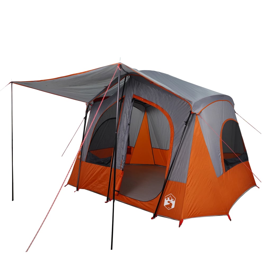 Camping Tent Cabin 5-Person Grey and Orange Waterproof