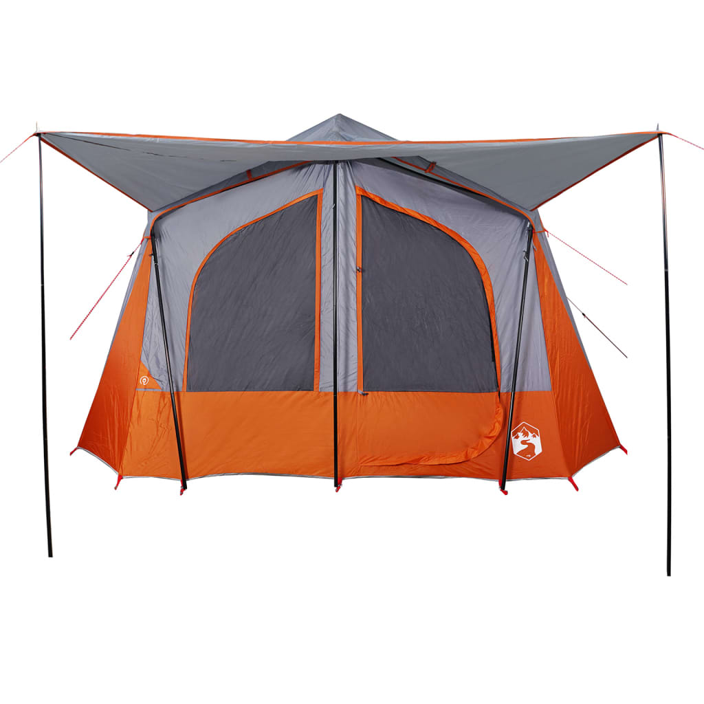 Camping Tent Cabin 5-Person Grey and Orange Waterproof