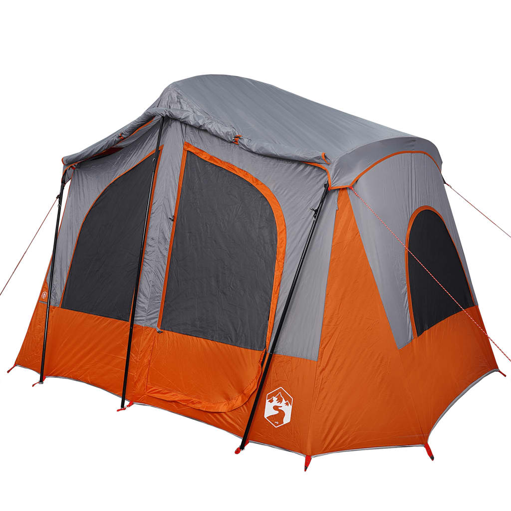 Camping Tent Cabin 5-Person Grey and Orange Waterproof