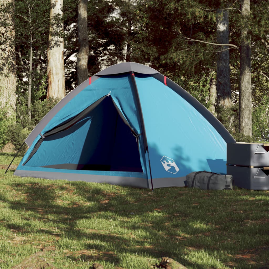 Camping Tent Dome 4-Person Blue Waterproof