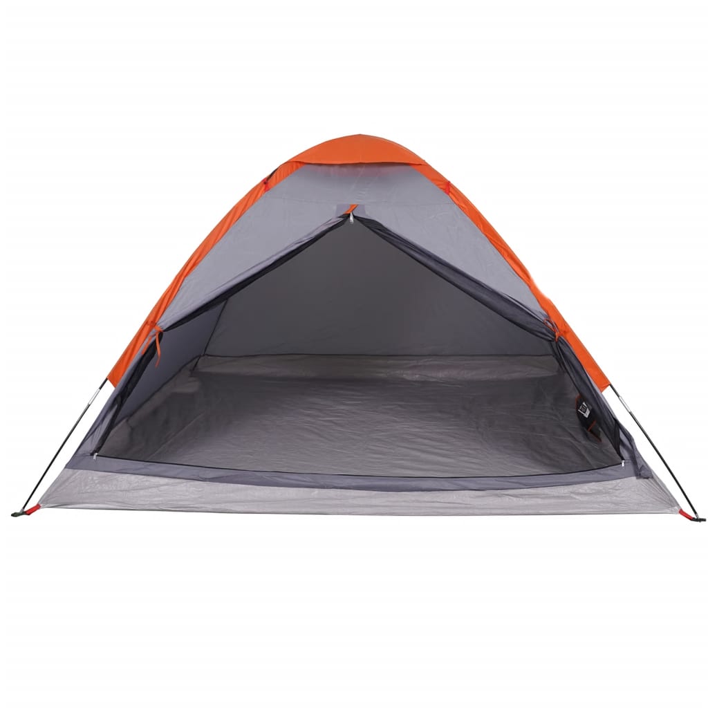 Camping Tent Dome 4-Person Grey and Orange Waterproof