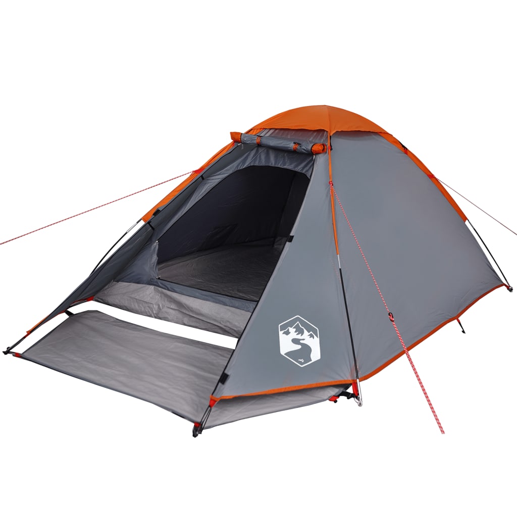 Camping Tent Dome 2-Person Grey and Orange Waterproof