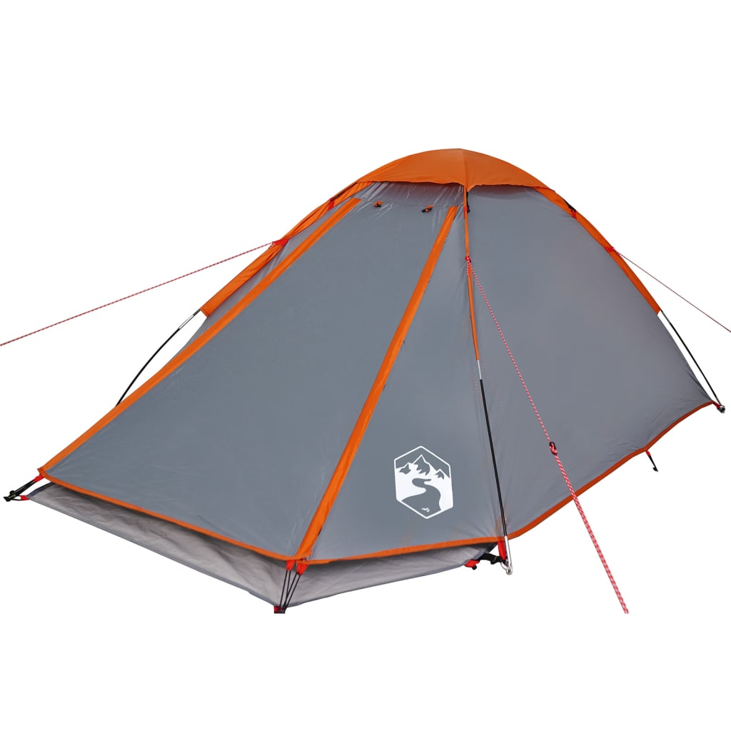 Camping Tent Dome 2-Person Grey and Orange Waterproof