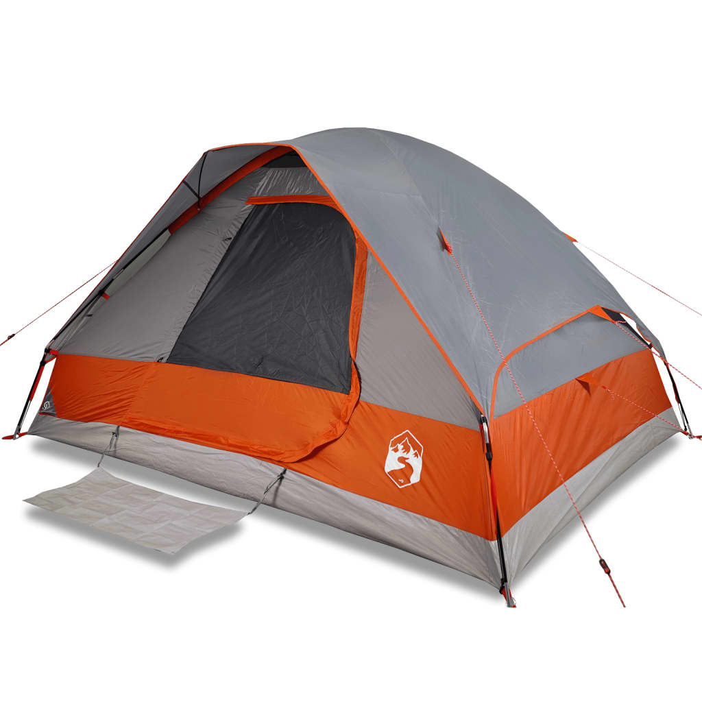 Family Tent Dome 6-Person Grey and Orange Waterproof