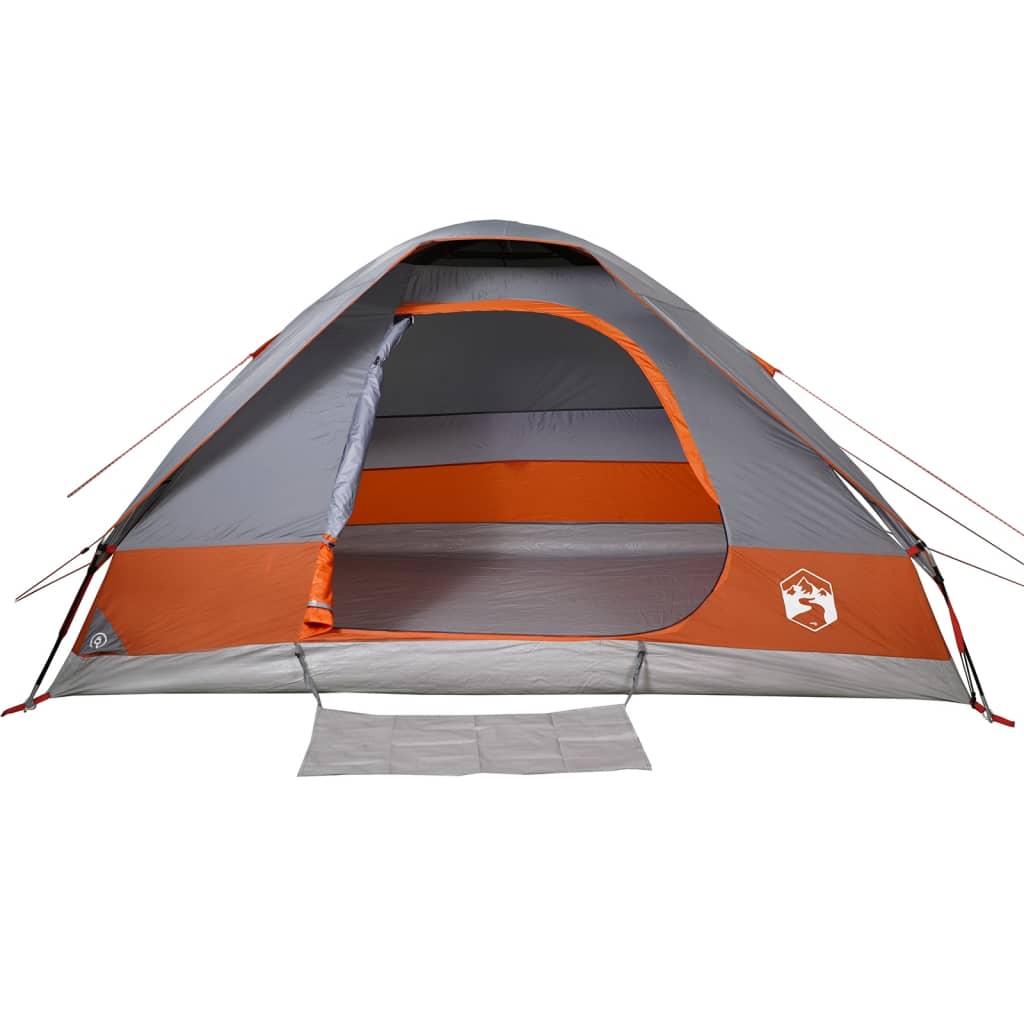 Family Tent Dome 6-Person Grey and Orange Waterproof