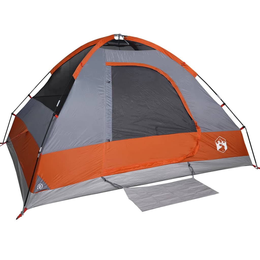 Family Tent Dome 6-Person Grey and Orange Waterproof