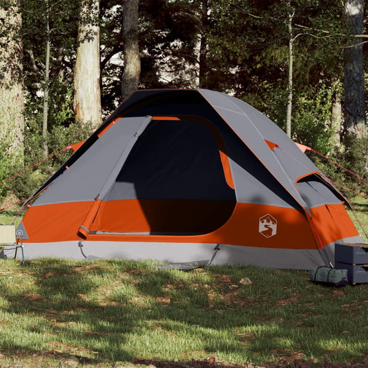 Family Tent Dome 6-Person Grey and Orange Waterproof