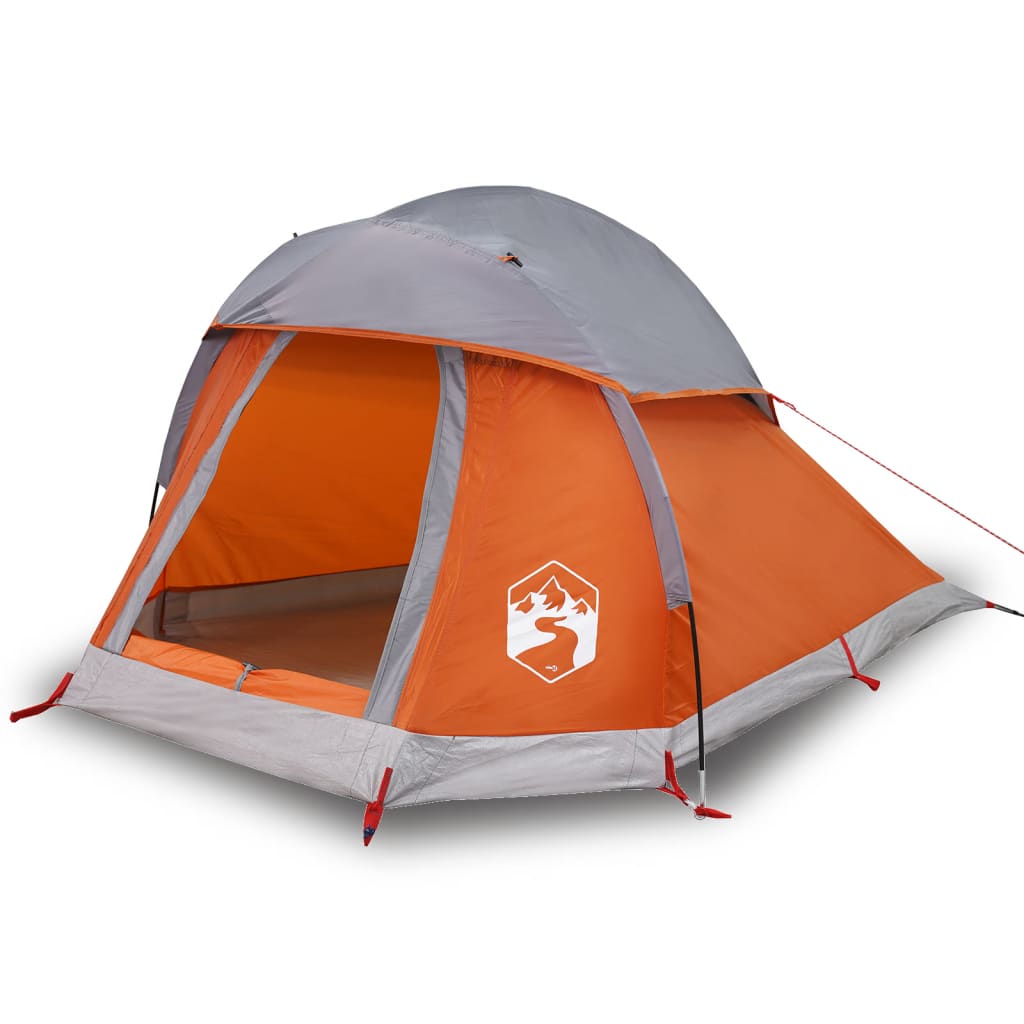 Camping Tent Dome 1-Person Grey and Orange Waterproof