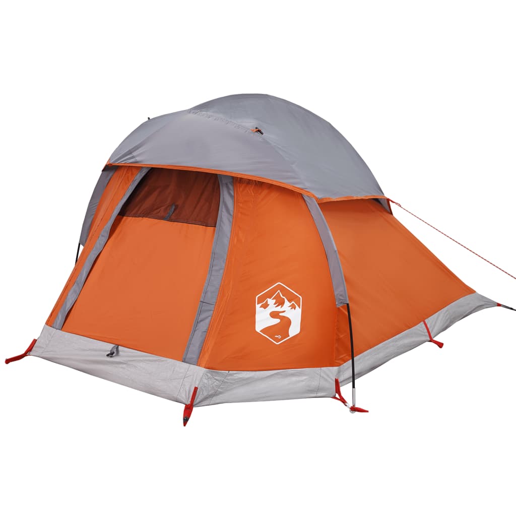 Camping Tent Dome 1-Person Grey and Orange Waterproof