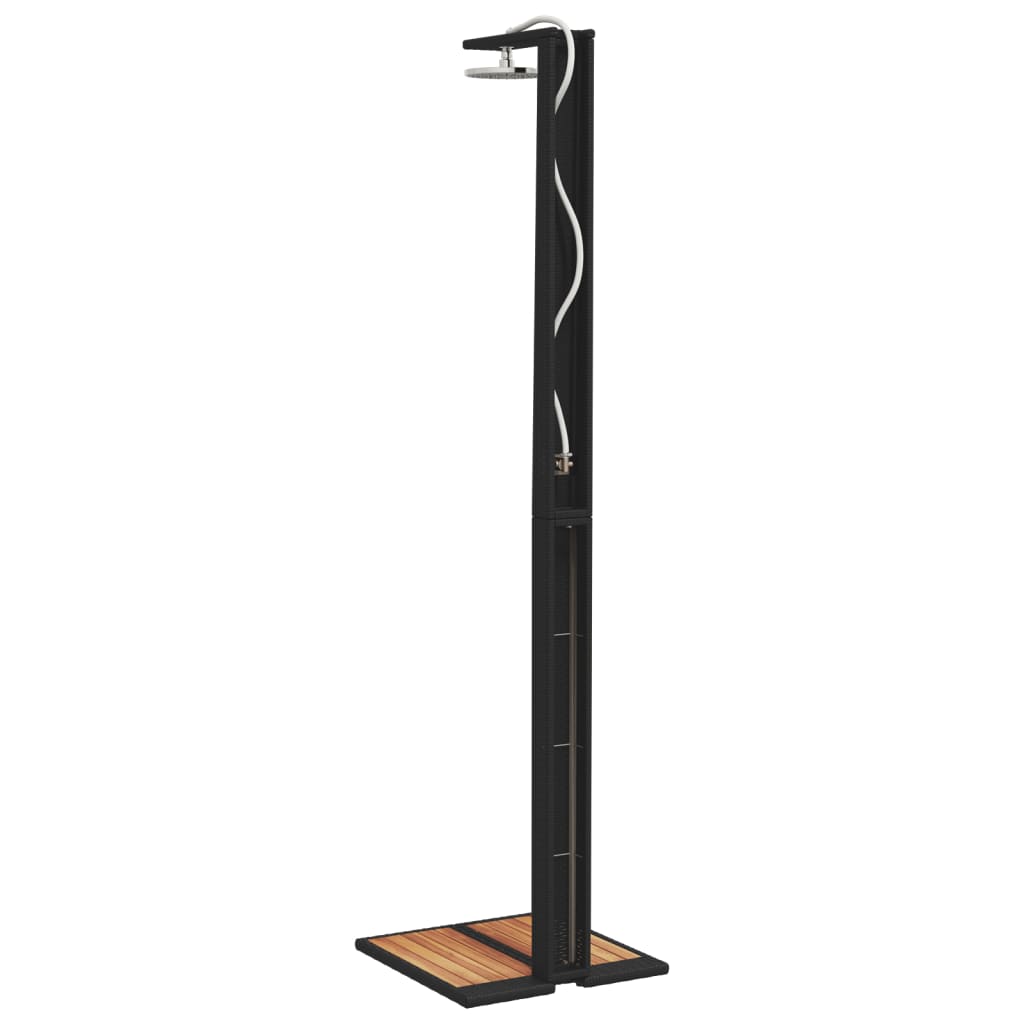 Outdoor Shower Black 50x55x224 cm Poly Rattan and Acacia Wood