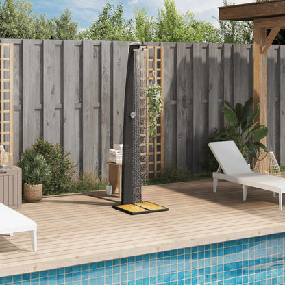 Outdoor Shower Black 55x60x224 cm Poly Rattan and Acacia Wood