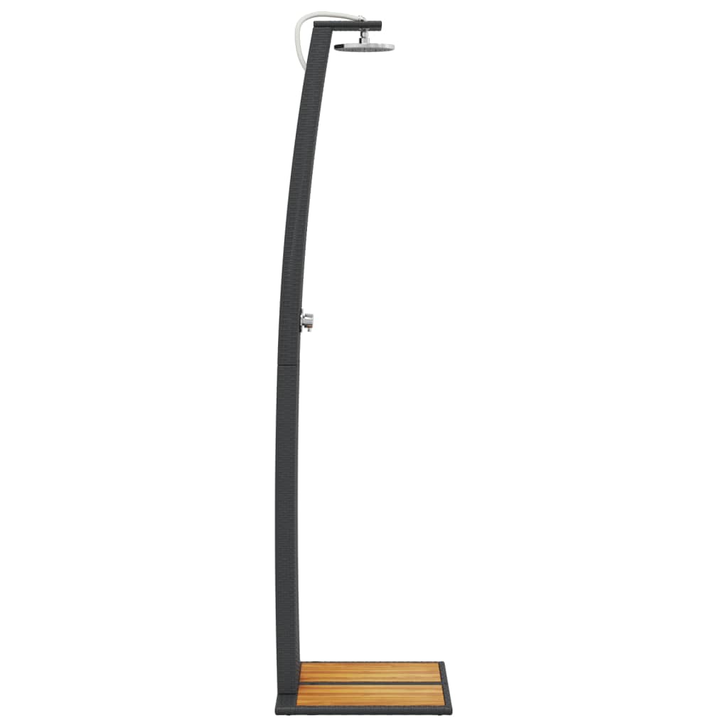 Outdoor Shower Black 55x60x224 cm Poly Rattan and Acacia Wood