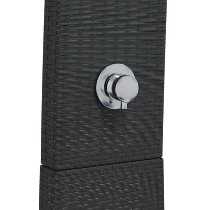 Outdoor Shower Black 55x60x224 cm Poly Rattan and Acacia Wood